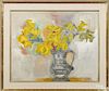 Hans Moller (American 1905-2000), oil on canvas still life of a pitcher of flowers, signed