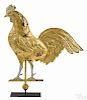 Swell-bodied copper rooster weathervane, 19th c., retaining an old gilt surface, 26 1/2'' h.