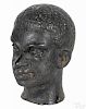 Painted cast iron hitching post of an African American man, late 19th c., 9'' h.