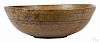 Large New England burl bowl, 19th c., with incised bands, 6 1/2'' h., 18 1/2'' dia.