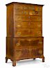 Pennsylvania Chippendale tiger maple chest on chest, late 18th c., 68'' h., 39'' w.