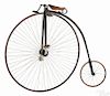 Columbia Volunteer penny farthing high wheel bicycle, late 19th c., 52'' front wheel.