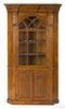 Diminutive Pennsylvania pine one-piece architectural corner cupboard, ca. 1790, 81 3/4'' h.