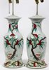 CHINESE PORCELAIN HAND PAINTED TABLE LAMPS PAIR