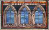 LEADED STAINED GLASS WINDOW CIRCA EARLY 20TH C.