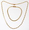 14 & 18KT YELLOW GOLD CHAINS 2 PIECES
