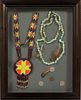 TURQUOISE BEAD INDIAN NECKLACE IN DISPLAY CASE