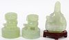 CHINESE SERPENTINE JADE GUANYIN & FU LIONS 3 PIECES