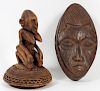 AFRICAN CARVED BOX & VESSEL 2 PIECES