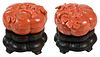Pair of Chinese Carved Coral Lidded Boxes