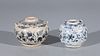 Two Small Antique Chinese Blue & White Ceramic Vases
