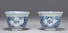 Antique Pair of Chinese Porcelain Blue & White Cups
