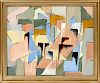 BEARS THE SIGNATURE BLANCHE LAZZELL, OIL ON CANVAS BOARD, H 16", L 20", CUBIST ABSTRACT