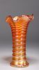Early Vintage Carnival Glass Ribbed Vase