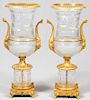 D'ORE BRONZE AND CUT CRYSTAL PALACE URNS PAIR