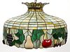 TIFFANY STYLE LEADED GLASS HANGING SHADE C. 1980'S
