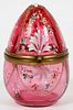 MOSER ENAMELED GLASS EGG FORM BOX LATE 19TH C.