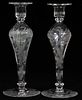 LIBBEY ETCHED CRYSTAL CANDLESTICK HOLDERS