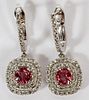 1.50CT NATURAL PINK SPINEL &DIAMOND DANGLE EARRINGS