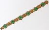 CHINESE JADE & 14KT YELLOW GOLD LINK BRACELET
