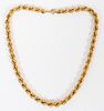 18KT YELLOW GOLD TWISTED ROPE STYLE NECKLACE