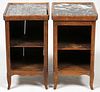 FRENCH OAK STANDS W/ MARBLE TOPS 19TH C. PAIR
