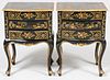 CHINOISERIE THREE-DRAWER END TABLES PAIR