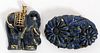 CHINESE CARVED LAPIS BROOCH & PENDANT