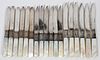 MOTHER OF PEARL HANDLE DESSERT KNIVES THREE SETS