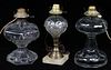 PRESSED GLASS OIL LAMPS THREE