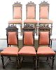 6 Finely Carved Antique Carved Upholstered Chairs.