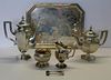 SILVER. German .800 Silver Tea Service with Tray.