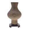 Chinese unglazed earthenware Hu vase