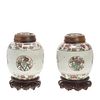 Pair Chinese transitional Ming covered jars