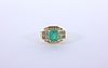 18K Gold Emerald & Diamond Ring
