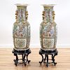 Huge pair antique Chinese rose medallion vases