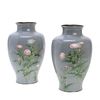 Pair Japanese silver cloisonne vases by Ando