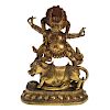 Tibetan gilt bronze figure of Yama Dharmarja