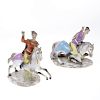 (2) Meissen porcelain Hussar soldiers on horseback