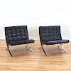 Pair Mies Van der Rohe style barcelona chairs