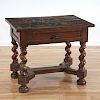 Continental Baroque parquetry walnut side table