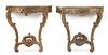 A Pair of Louis XV Painted Console Tables Height 36 3/4 x width 39 3/4 x depth 16 3/4 inches.