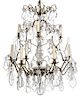 A French Brass and Glass Nine-Light Chandelier Height 37 x diameter 32 inches.