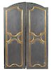 A Pair of French Painted and Parcel Gilt Doors Height 74 1/4 x width 24 1/2 inches.