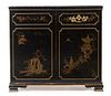 * A French Gilt Bronze Mounted Lacquer Cabinet Height 40 x width 42 x depth 24 inches.