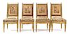 A Set of Four Louis XVI Giltwood Side Chairs Height 36 1/2 inches.
