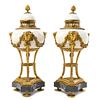 A Pair of Neoclassical Gilt Bronze and Marble Cassolettes Height 18 inches.