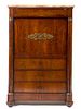An Empire Style Gilt Bronze Mounted Mahogany Secretaire a Abattant Height 57 1/2 x width 37 1/2 x depth 18 inches.