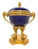A Sevres Gilt Bronze Mounted Porcelain Cache Pot Width over handles 17 1/4 inches.