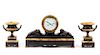 * A French Bronze Mounted Marble Clock Garniture Height of clock 14 inches.